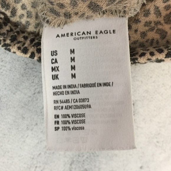 American Eagle Cheetah Print Top Womens Medium Criss Cross Elastic Waist Blouse - Picture 7 of 12